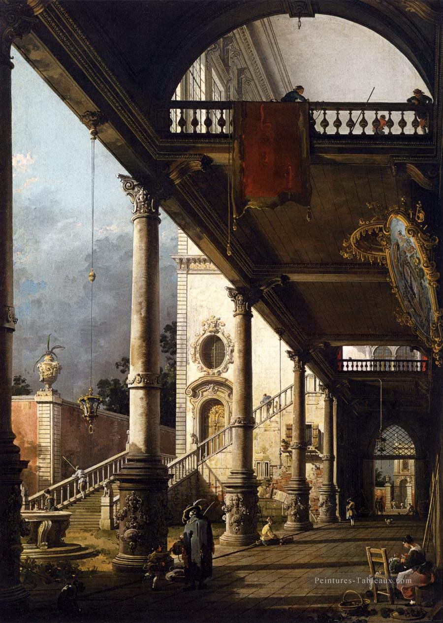 vue en perspective avec le portique Canaletto Peintures à l'huile